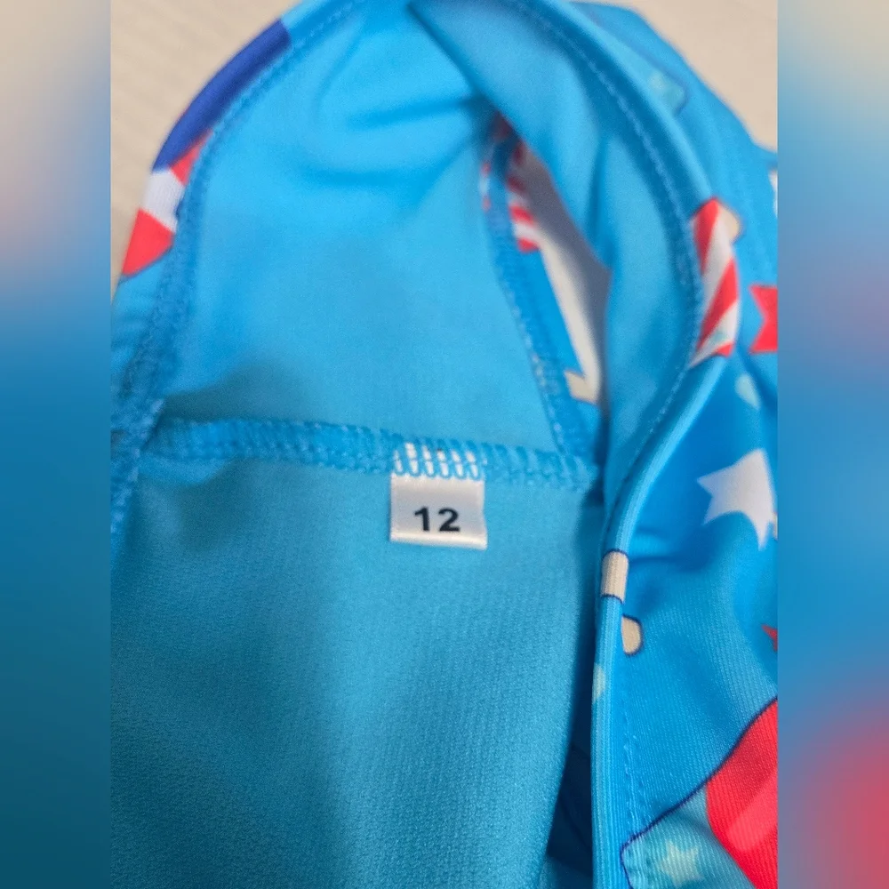 Breaking‎ Waves Girls Bikini Swimsuit Size 12 UPF 50+ Patriotic Popsicles